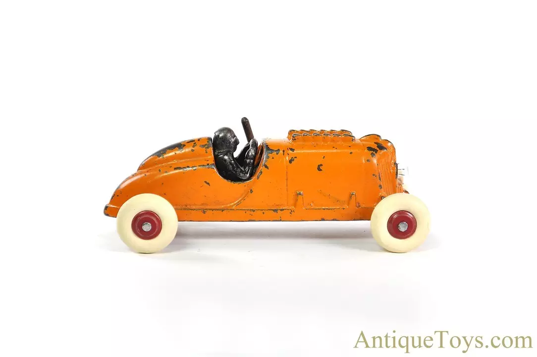 Hubley Cast Iron Orange Battery Headlight Racer