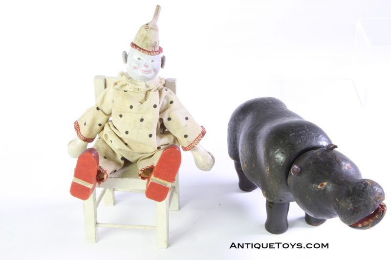 Beautiful Schoenhut Clown and Hippopotamus