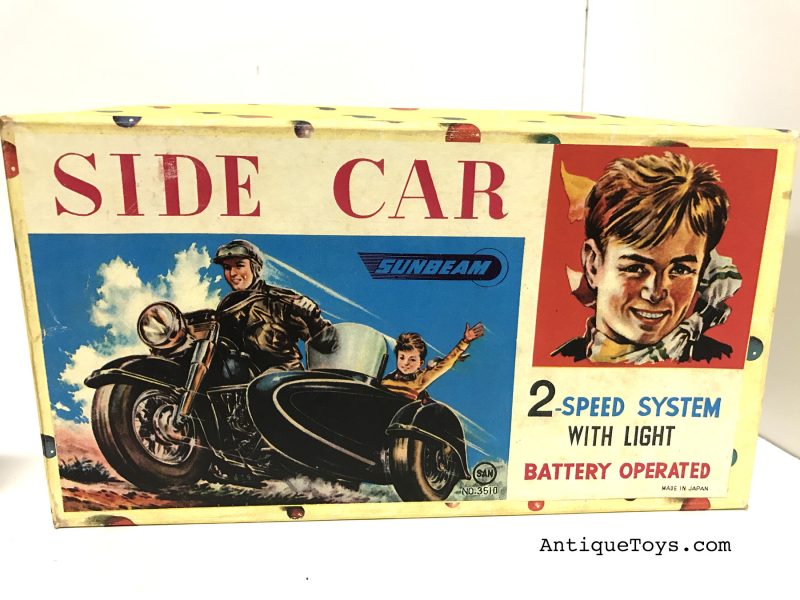 Marusan San Motorcycle with Sidecar Tin Toy Sunbeam <FONT COLOR="ff000 ">*SOLD*</font> - Image 8