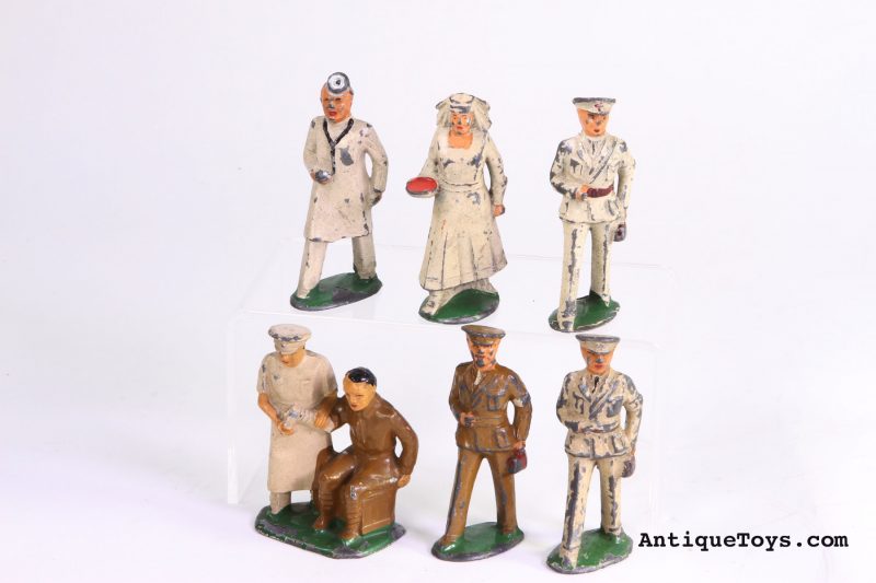 Red Cross figure, Doctor, and Nurse lead figures by Barclay <FONT COLOR="ff000 ">*SOLD*</font>