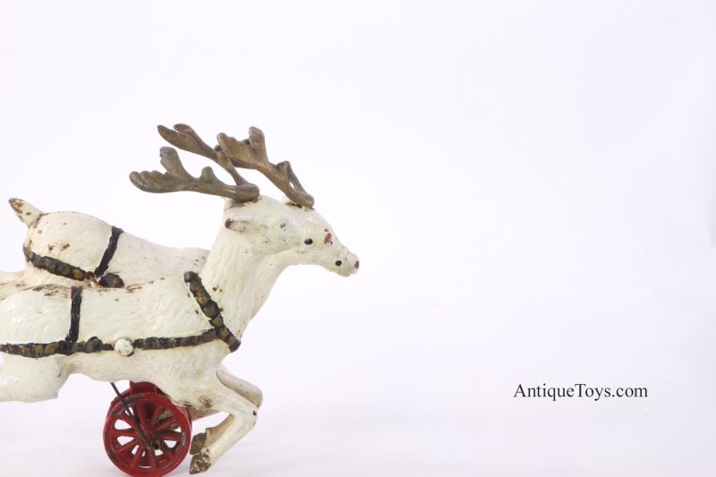Hubley Toys Cast Iron Santa in Sleigh with Two Reindeer <FONT COLOR="ff000 ">*SOLD*</font> - Image 2