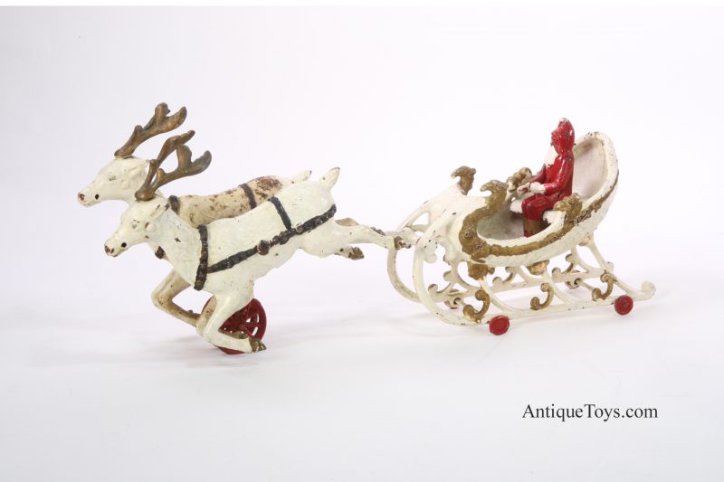 Hubley Toys Cast Iron Santa in Sleigh with Two Reindeer <FONT COLOR="ff000 ">*SOLD*</font> - Image 5