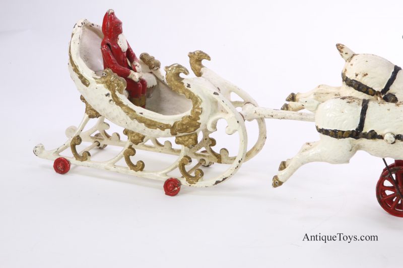 Hubley Toys Cast Iron Santa in Sleigh with Two Reindeer <FONT COLOR="ff000 ">*SOLD*</font> - Image 4