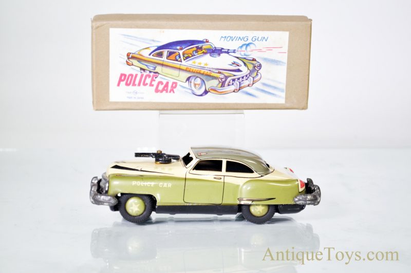 Police Car Tin Car by T.N. Nomura "Moving Gun" Japan Friction <FONT COLOR="ff000 ">*SOLD*</font>