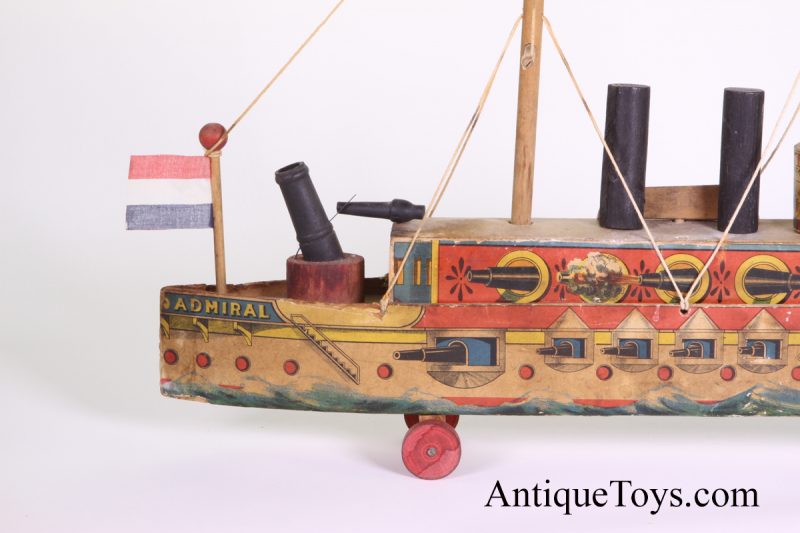 Reed Wood and Paper Litho Boat- Admiral Circa 1898-1900 <FONT COLOR="ff000 ">*SOLD*</font> - Image 3