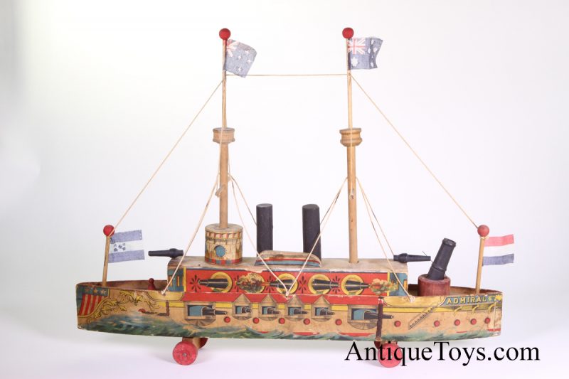 Reed Wood and Paper Litho Boat- Admiral Circa 1898-1900 <FONT COLOR="ff000 ">*SOLD*</font>