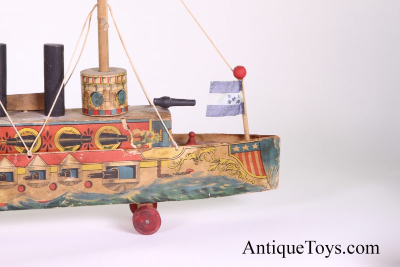 Reed Wood and Paper Litho Boat- Admiral Circa 1898-1900 <FONT COLOR="ff000 ">*SOLD*</font> - Image 5