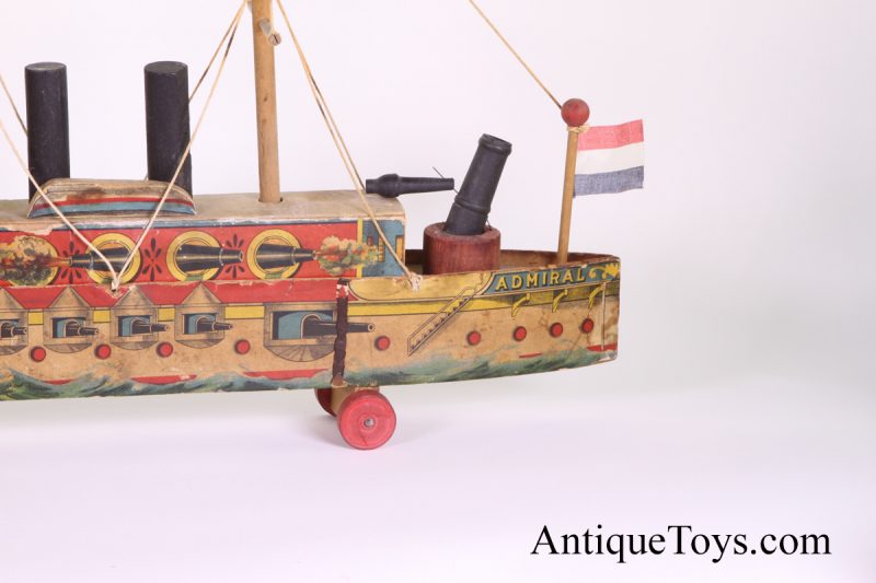 Reed Wood and Paper Litho Boat- Admiral Circa 1898-1900 <FONT COLOR="ff000 ">*SOLD*</font> - Image 7