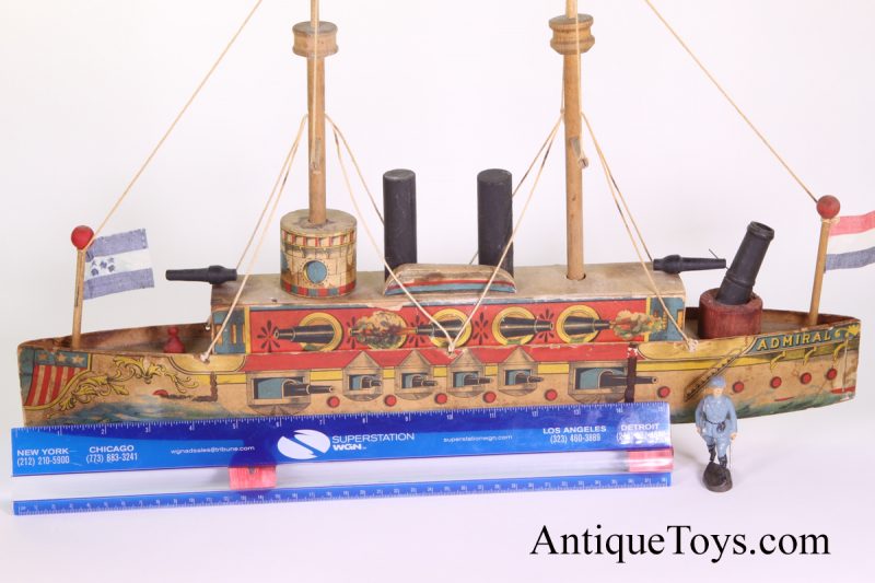 Reed Wood and Paper Litho Boat- Admiral Circa 1898-1900 <FONT COLOR="ff000 ">*SOLD*</font> - Image 8