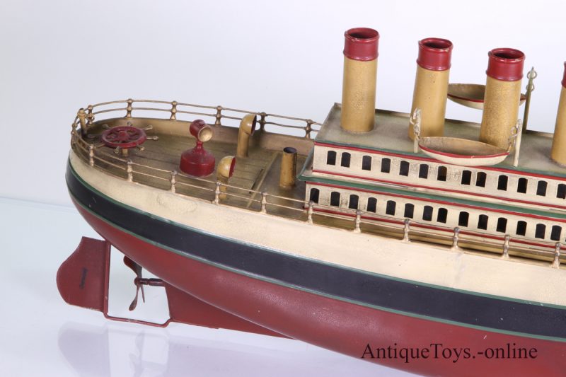 Fleischmann Windup Tin Ship with Four smokestacks - Old German over 20" <FONT COLOR="ff000 ">*SOLD*</font> - Image 4