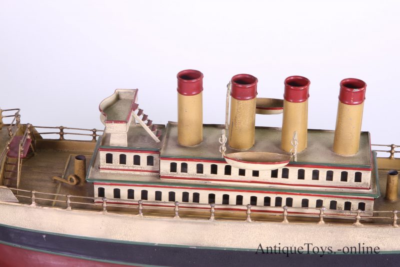Fleischmann Windup Tin Ship with Four smokestacks - Old German over 20" <FONT COLOR="ff000 ">*SOLD*</font> - Image 5