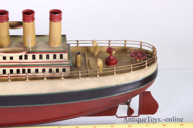 Fleischmann Windup Tin Ship with Four smokestacks - Old German over 20" <FONT COLOR="ff000 ">*SOLD*</font> - Image 6