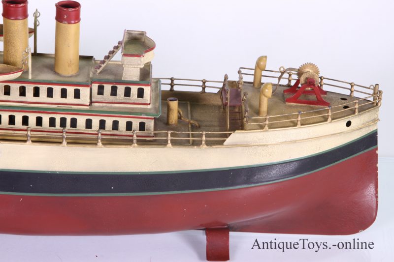 Fleischmann Windup Tin Ship with Four smokestacks - Old German over 20" <FONT COLOR="ff000 ">*SOLD*</font> - Image 7