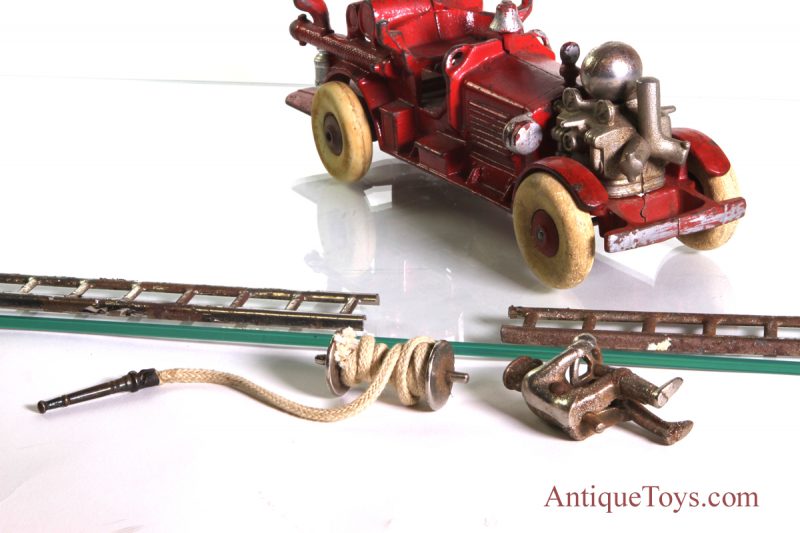 Hubley Ahrens Fox Cast Iron Fire Engine, Large 11" *Antique Toys E-Museum* - Image 5