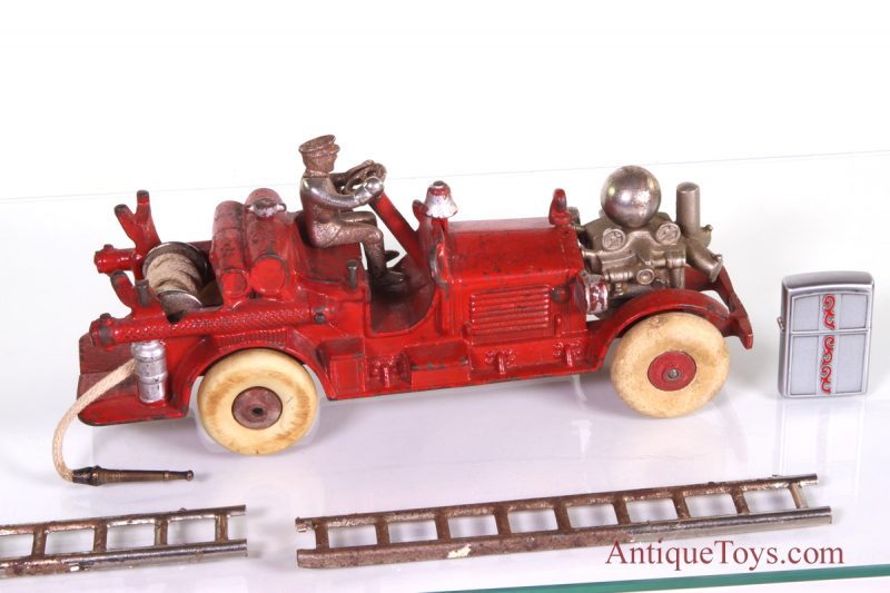Hubley Ahrens Fox Cast Iron Fire Engine, Large 11" *Antique Toys E-Museum* - Image 6