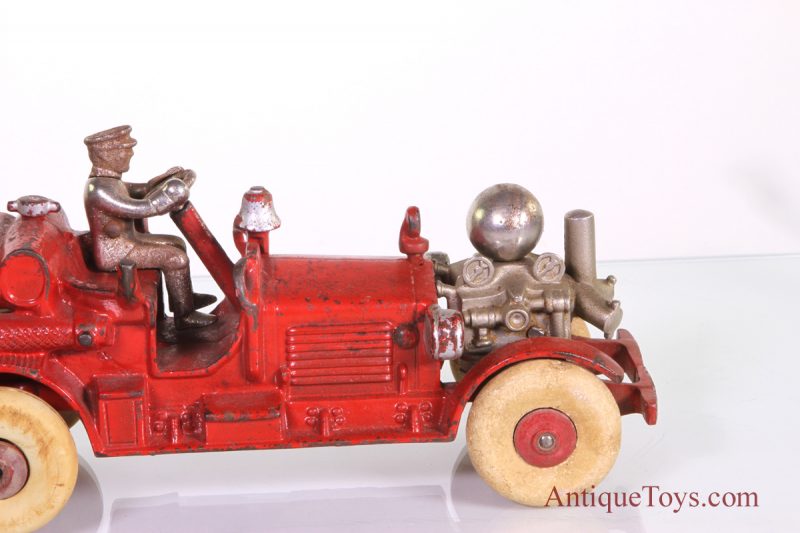 Hubley Ahrens Fox Cast Iron Fire Engine, Large 11" *Antique Toys E-Museum* - Image 7