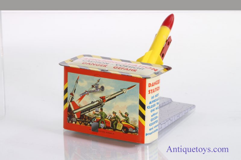 HWN Tin Lithographed Missile Launch German Toy  <FONT COLOR="ff000 ">*SOLD*</font>