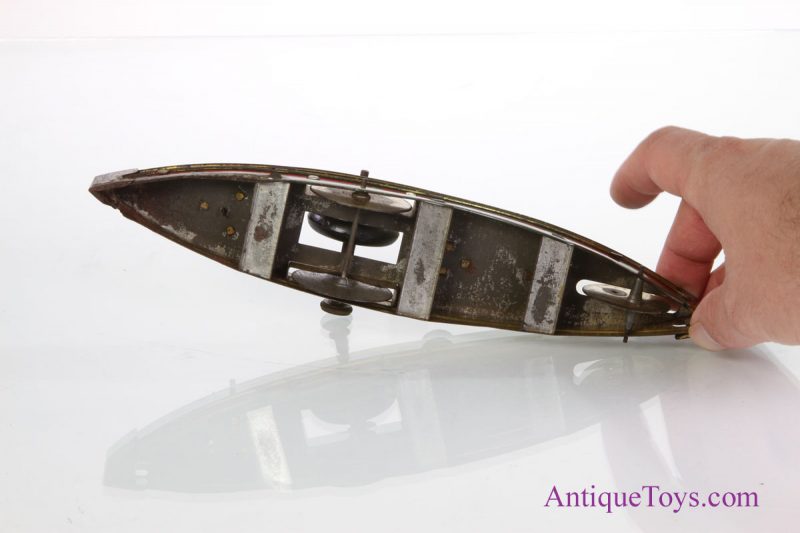 Carette/Hess ca. 1911 Torpedo Boat Medium #717 A Style Gunboat Tin Flywheel Floor Roller <FONT COLOR="ff000 ">*SOLD*</font> - Image 4