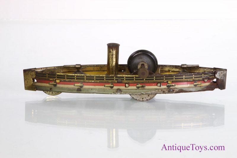 Carette/Hess ca. 1911 Torpedo Boat Medium #717 A Style Gunboat Tin Flywheel Floor Roller <FONT COLOR="ff000 ">*SOLD*</font> - Image 5