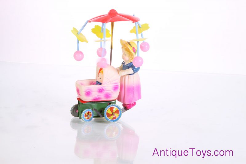 Vintage Baby Carriage Merry Go Round Windup Celluloid/Plastic Japan Toy in Box <FONT COLOR="ff000 ">*SOLD*</font> - Image 3