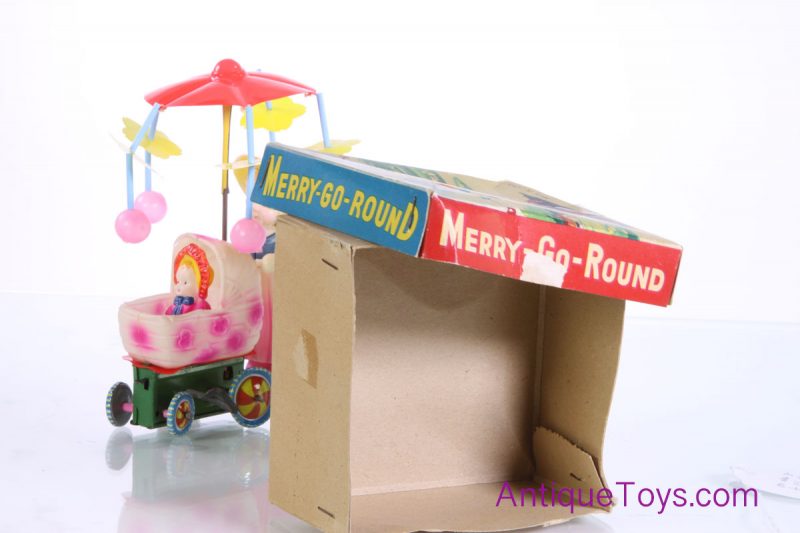 Vintage Baby Carriage Merry Go Round Windup Celluloid/Plastic Japan Toy in Box <FONT COLOR="ff000 ">*SOLD*</font> - Image 9