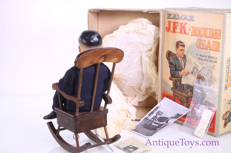 Kamar Rare Windup "JFK & Rocking Chair" Japanese John F. Kennedy Toy in Box <FONT COLOR="ff000 ">*SOLD*</font> - Image 6