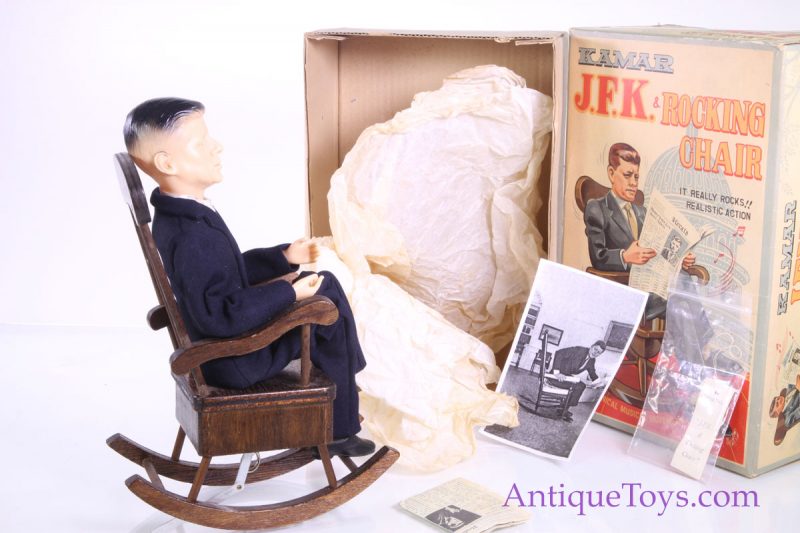 Kamar Rare Windup "JFK & Rocking Chair" Japanese John F. Kennedy Toy in Box <FONT COLOR="ff000 ">*SOLD*</font> - Image 8