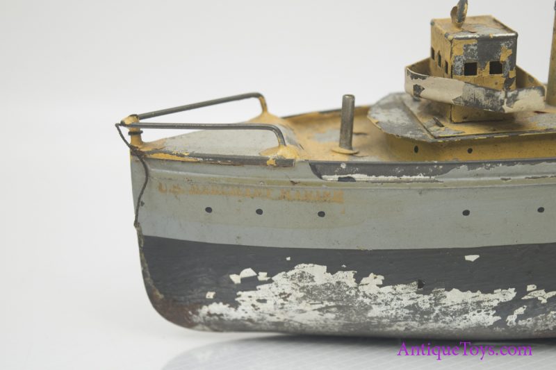 Ives US Merchant Marine Tin Clockwork Ship 9" <FONT COLOR="ff000 ">*SOLD*</font> - Image 6