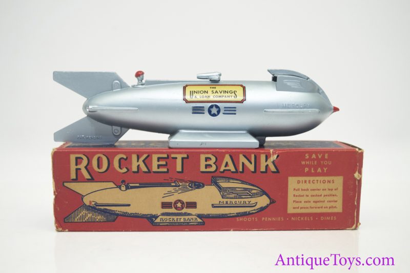 Vintage Cast Metal Rocket Bank Duro MFG. w/ Box <FONT COLOR="ff000 ">*SOLD*</font>