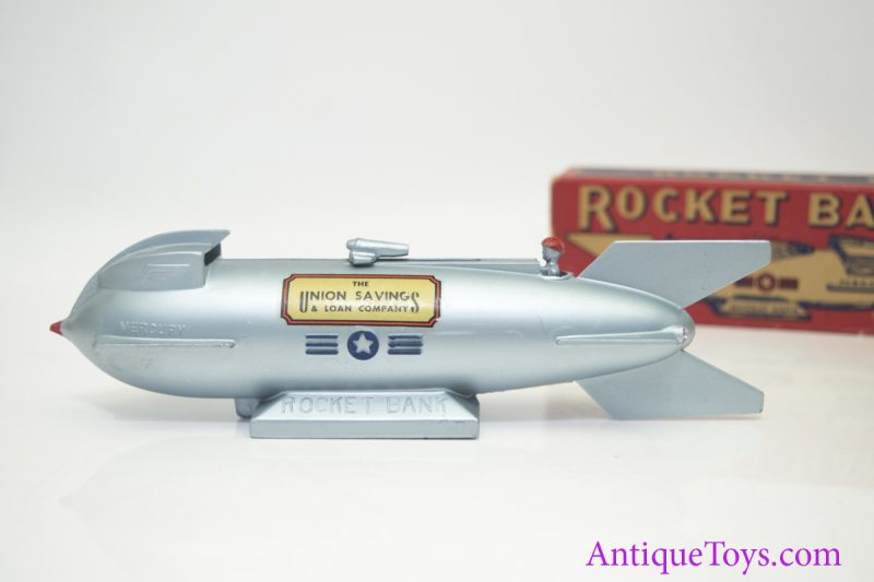 Vintage Cast Metal Rocket Bank Duro MFG. w/ Box <FONT COLOR="ff000 ">*SOLD*</font> - Image 3