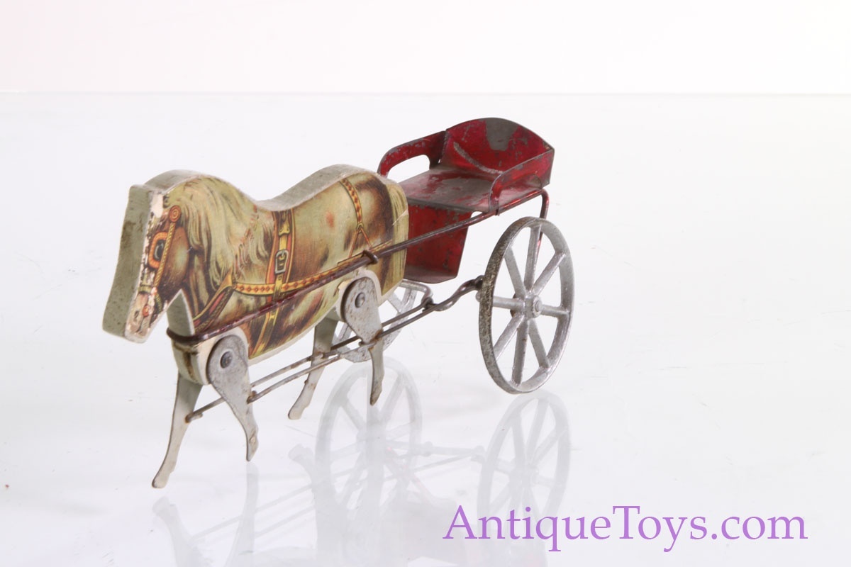 Gibbs Antique Toy Wood Horse and Tin Cart *SOLD*