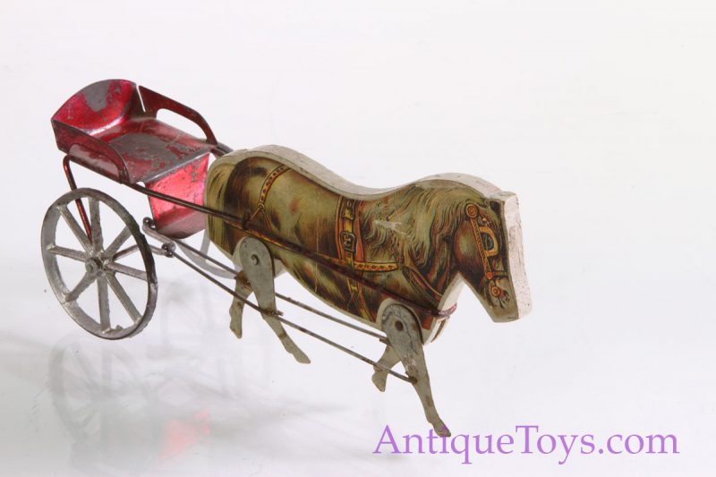 Gibbs Antique Toy Wood Horse and Tin Cart *SOLD*