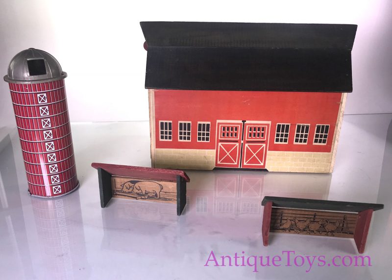 Vintage ca. 1930's Wooden Sears Milton Bradley & Marx Farm Toy Cows, Horses, Chicken, Silo, & Barn <FONT COLOR="ff000 ">*SOLD*</font> - Image 9