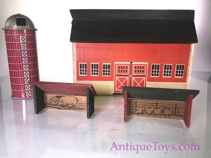 Vintage ca. 1930's Wooden Sears Milton Bradley & Marx Farm Toy Cows, Horses, Chicken, Silo, & Barn <FONT COLOR="ff000 ">*SOLD*</font> - Image 8