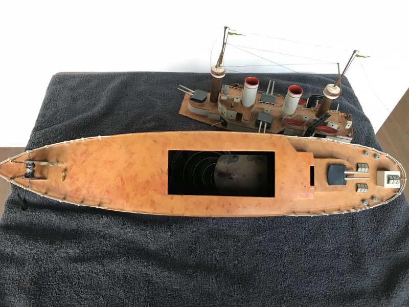 Impressive Fleischmann Tin Windup Battleship in Gray and White <FONT COLOR="ff000 ">*SOLD*</font> - Image 2