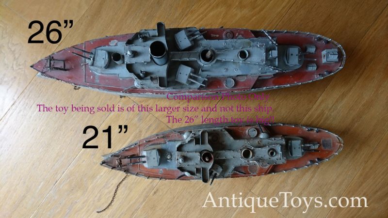 Impressive Fleischmann Tin Windup Battleship in Gray and White <FONT COLOR="ff000 ">*SOLD*</font> - Image 11