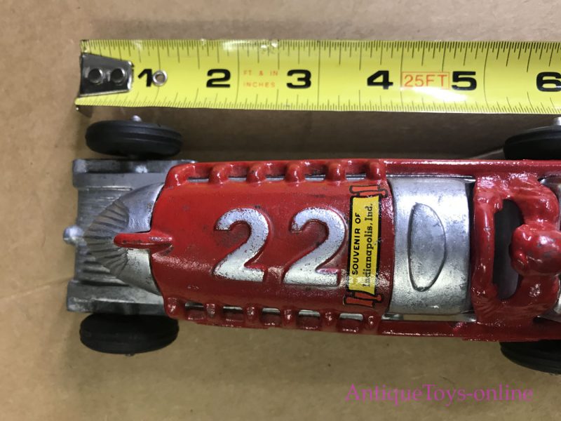 Hubley Cast Iron Race Car Indianapolis Souvenir Cast Aluminum <FONT COLOR="ff000 ">*SOLD*</font> - Image 2