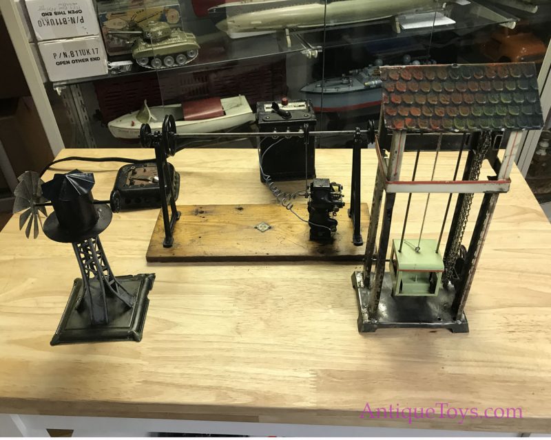 Ernst Plank Tin Elevator Toy with Bing Transmission, Carette Windmill and Motor for Sale <FONT COLOR="ff000 ">*SOLD*</font> - Image 9