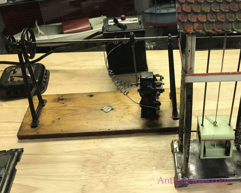 Ernst Plank Tin Elevator Toy with Bing Transmission, Carette Windmill and Motor for Sale <FONT COLOR="ff000 ">*SOLD*</font> - Image 7
