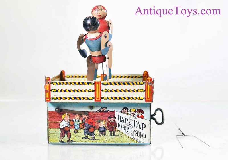 Unique Art Manufacturing Company Rap & Tap in a Friendly Scrap Tin Litho Windup Toy Boxers for Sale <FONT COLOR="ff000 ">*SOLD*</font> - Image 4