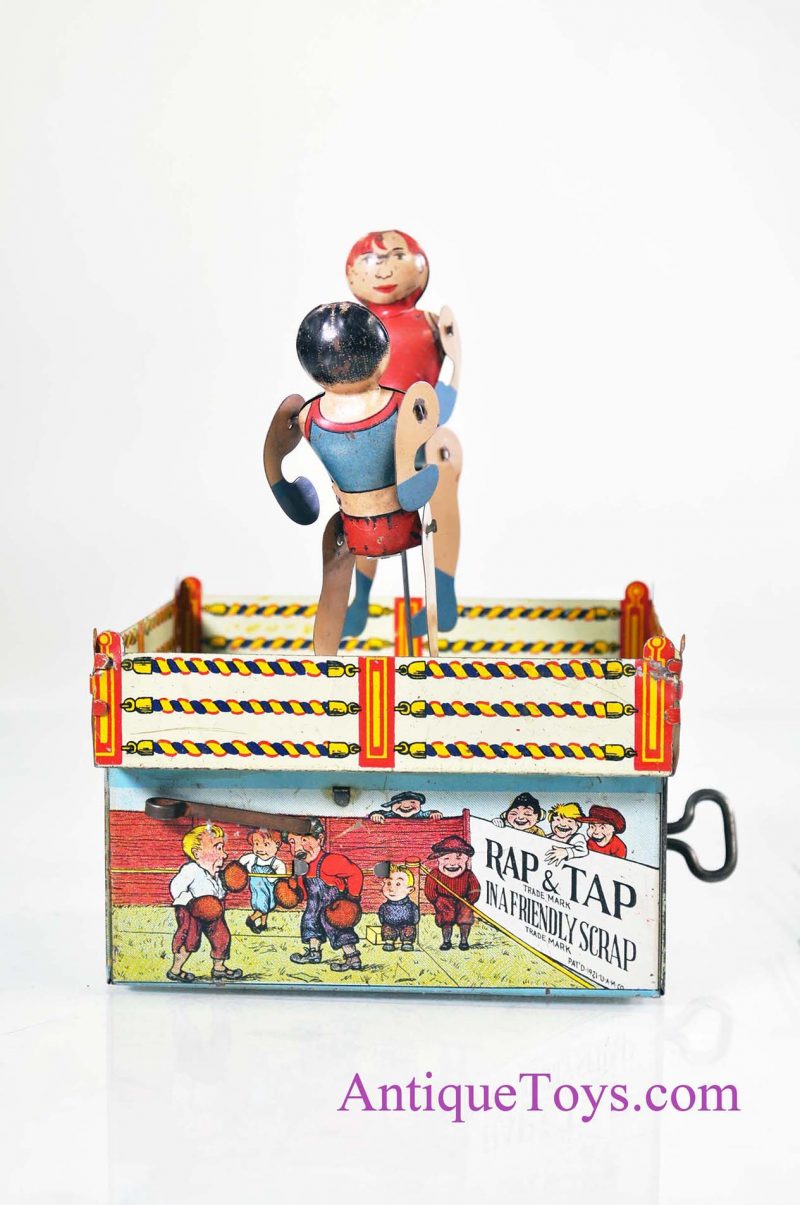 Unique Art Manufacturing Company Rap & Tap in a Friendly Scrap Tin Litho Windup Toy Boxers for Sale <FONT COLOR="ff000 ">*SOLD*</font> - Image 12
