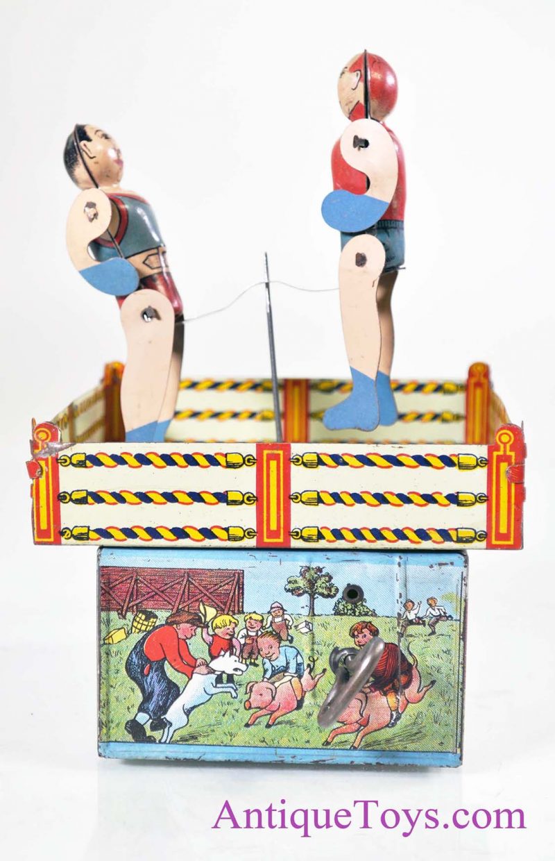 Unique Art Manufacturing Company Rap & Tap in a Friendly Scrap Tin Litho Windup Toy Boxers for Sale <FONT COLOR="ff000 ">*SOLD*</font> - Image 3