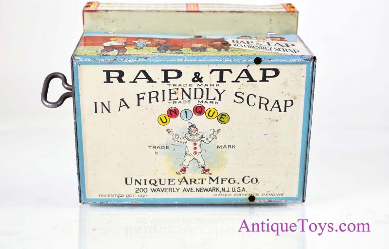 Unique Art Manufacturing Company Rap & Tap in a Friendly Scrap Tin Litho Windup Toy Boxers for Sale <FONT COLOR="ff000 ">*SOLD*</font> - Image 11