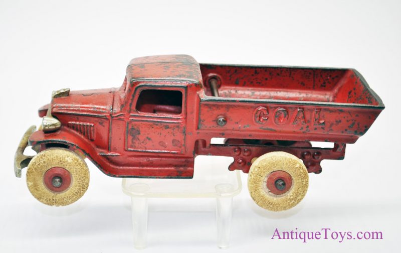 Antique Kenton Red Cast Iron Coal Truck Rubber Tires with Shovel Toy <FONT COLOR="ff000 ">*SOLD*</font> - Image 2