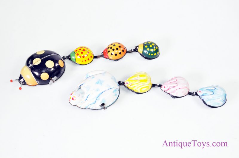 Vintage TPS Windup Tin Lithograph Lady Bugs and Rabbits Japan Toy <FONT COLOR="ff000 ">*SOLD*</font>