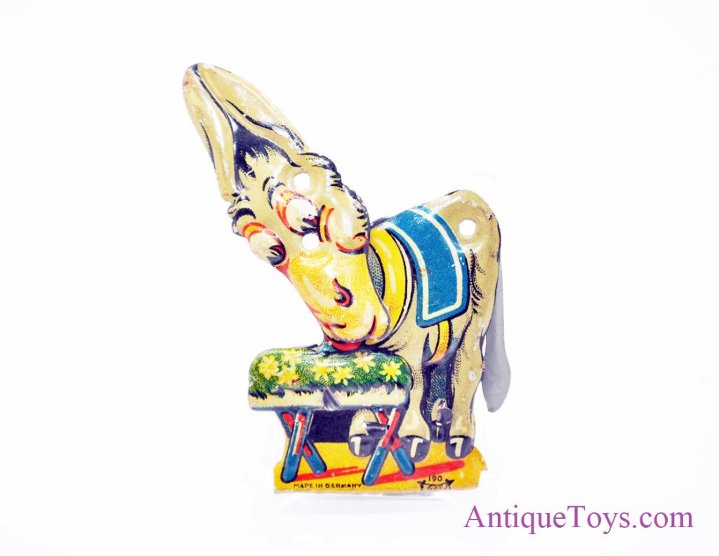 Antique GeLy by Levy 190 Mechanical Litho Tin Penny Donkey German Toy *SOLD* AntiqueToys