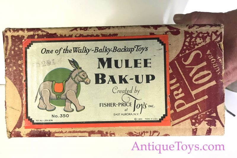 Fisher Price Mulee Bak-Up Wooden Windup Vintage Toy #350 <FONT COLOR="ff000 ">*SOLD*</font> - Image 3