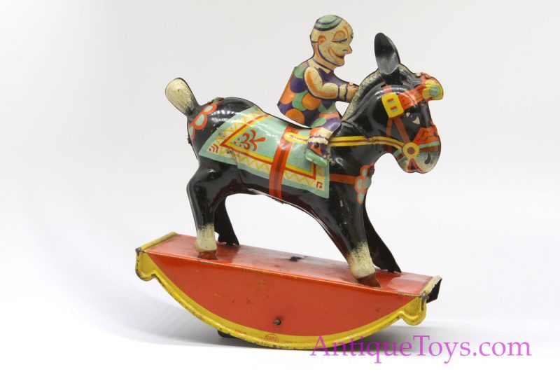 Gama Toys Tin Lithographed Windup Clown on Rocking Horse *SOLD* - Image 8