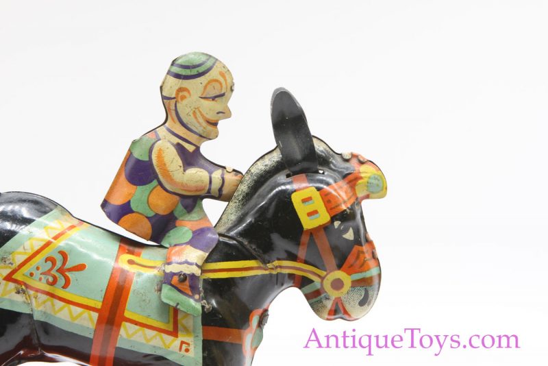 Gama Toys Tin Lithographed Windup Clown on Rocking Horse *SOLD* - Image 2