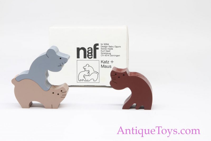 Kat N Mouse Naf New Swiss Wood Toy, Handmade in Box *Antique Toys E-Museum*
